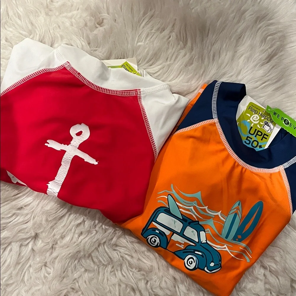 The original Flap happy Kids' Anchor and Car Rash Guard BOY Set